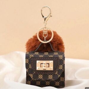 Brown and Gold Mini Keychain Bag